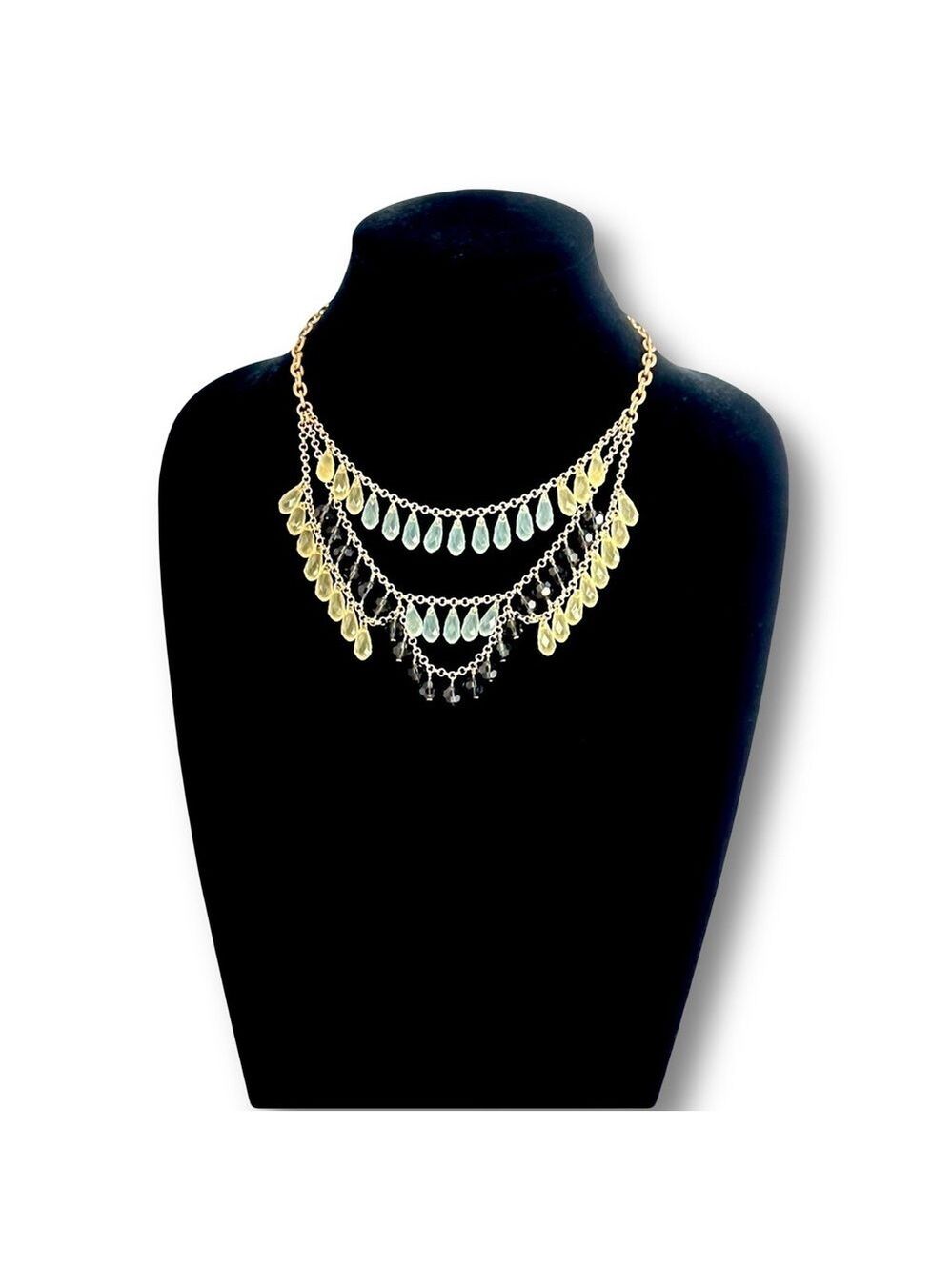 LIA SOPHIA Yellow & Blue Teardrop Charm Layered Necklace | NWT